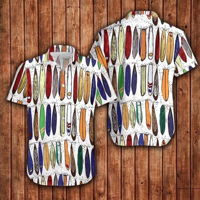 Felacia [Hawaii Shirt] Vintage 80's Hawaiian Surfboard Pattern Surfing Shirt Aloha Beach Surfer #090421L-ZX3231
